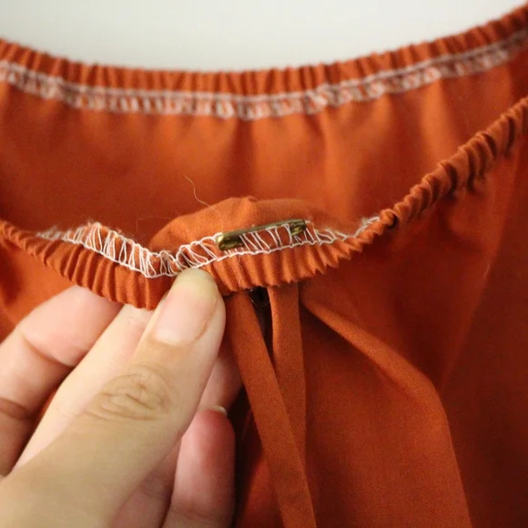 SOLD - Vintage 1970s Deep Orange Rust Off the Shoulder Western Style - Picture 8 of 11